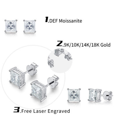 Złoto 18K Moissanite Diamentowe kolczyki na urodziny