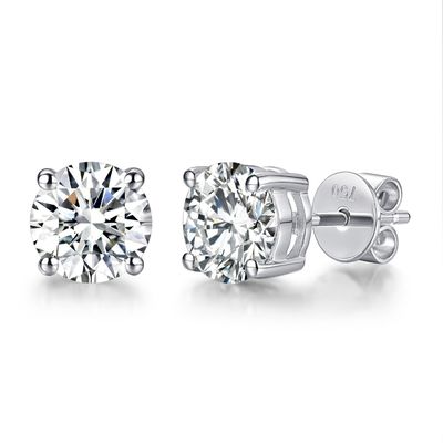 Złoto 18k Moissanite Diamentowe kolczyki Białe złoto