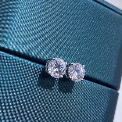 Złoto 18k Moissanite Diamentowe kolczyki Białe złoto