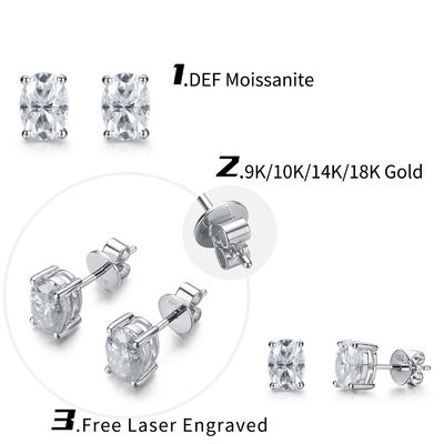18k złoto Moissanite diament owalne kolczyki