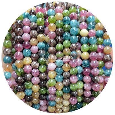 Sprzedaż hurtowa Krągłe koraliki z naturalnego kamienia Krągłe luźne koraliki z kamienia szlachetnego Akcesoria 8mm Akwamarin Luźne koraliki do biżuterii DIY
