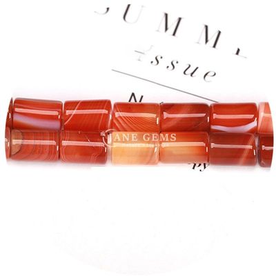 Sprzedaż hurtowa Natural Crystal Gemstone Cylinder Shape Beads Striped Agate Cylinder Loose Bead Accessories for DIY Jewelry