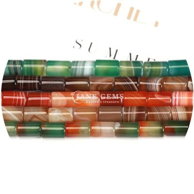 Sprzedaż hurtowa Natural Crystal Gemstone Cylinder Shape Beads Striped Agate Cylinder Loose Bead Accessories for DIY Jewelry