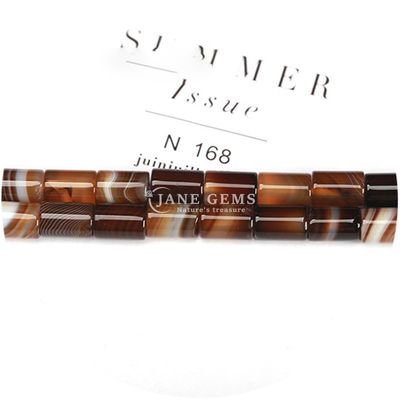 Sprzedaż hurtowa Natural Crystal Gemstone Cylinder Shape Beads Striped Agate Cylinder Loose Bead Accessories for DIY Jewelry
