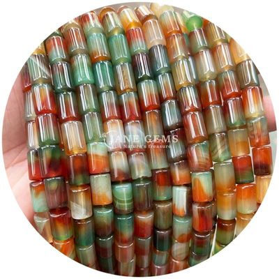 Sprzedaż hurtowa Natural Crystal Gemstone Cylinder Shape Beads Striped Agate Cylinder Loose Bead Accessories for DIY Jewelry
