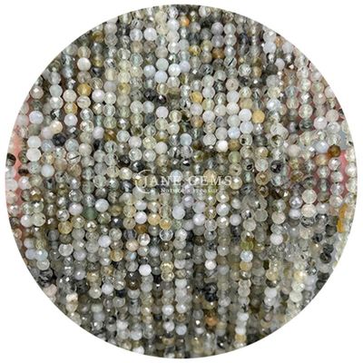 Gems Bead Natural Crystal Faceted Round Shape Small White Jade Howlite Loose Bead Strands for Bracelets (Krystal naturalny, o okrągłym kształcie)