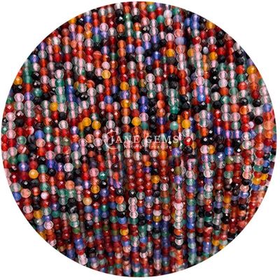 Gems Bead Natural Crystal Faceted Round Shape Small Dalmatian Jasper Ruby Zoisite Loose Bead Strands dla bransoletek