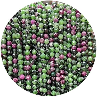 Gems Bead Natural Crystal Faceted Round Shape Small Dalmatian Jasper Ruby Zoisite Loose Bead Strands dla bransoletek