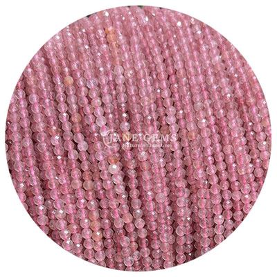 Strawberry Quartz Pink Opal Gems Bead Natural Crystal Faceted Round Shape Small Loose Bead Strands for Bracelets