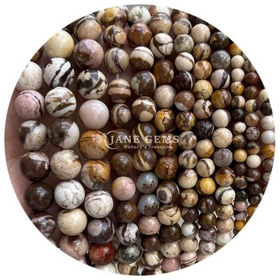 Sprzedaż hurtowa kamienia naturalnego Krągłe kolczyki 8mm Różowy zebra Jasper Krągłe kolczyki Turmalina Kręgłe kolczyki Rozstawki do biżuterii