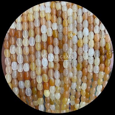 Tygrysowe Żółte Aventurine Gem Bead Natural Crystal Rice Shape Stone Loose Bead Strands For Bracelets