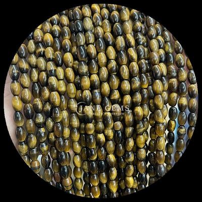 Tygrysowe Żółte Aventurine Gem Bead Natural Crystal Rice Shape Stone Loose Bead Strands For Bracelets