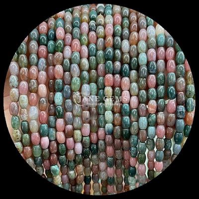 Indian Agate Green Dot Lemon Jade Gem Bead Natural Crystal Rice Shape Stone Loose Bead Strands dla bransoletek