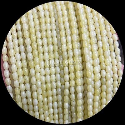 Indian Agate Green Dot Lemon Jade Gem Bead Natural Crystal Rice Shape Stone Loose Bead Strands dla bransoletek