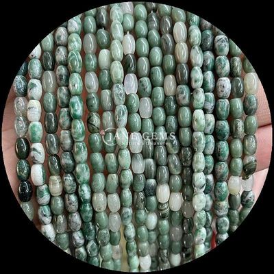 Indian Agate Green Dot Lemon Jade Gem Bead Natural Crystal Rice Shape Stone Loose Bead Strands dla bransoletek