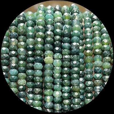 Indian Agate Green Dot Natural Gemstone Bead Strands Natural Gemstone Faceted Abacus Beads dla darów na zamówienie