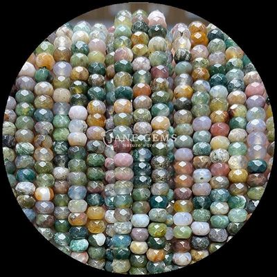 Indian Agate Green Dot Natural Gemstone Bead Strands Natural Gemstone Faceted Abacus Beads dla darów na zamówienie