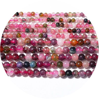 Semi-drogocenny kamień Citrine Tourmaline Healing Loose Round Bead Strands do robienia prezentów urodzinowych
