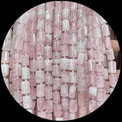 Gems Bead Natural Crystal Strawberry Quartz Gemstone Faceted Cylinder Shape Loose Bead Strands do produkcji biżuterii
