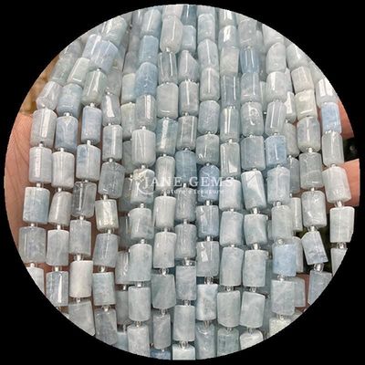 Gems Bead Natural Crystal Aquamarine Prehnite Gemstone Faceted Cylinder Shape Loose Bead Strands do produkcji biżuterii