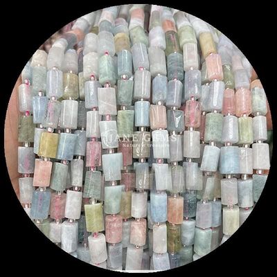 Gems Bead Natural Crystal Aquamarine Prehnite Gemstone Faceted Cylinder Shape Loose Bead Strands do produkcji biżuterii
