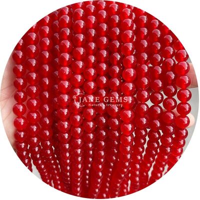 Lawenda Chalcedony Jasny czerwony Chalcedony okrągłe koraliki półproduktów biżuterii DIY Akcesoria