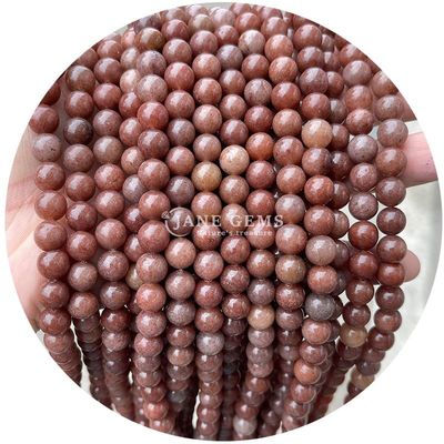 Naturalny szczelny kamień koraliki Strand Gemstone Pink Aventurine Round Gładki Do robienia biżuterii DIY