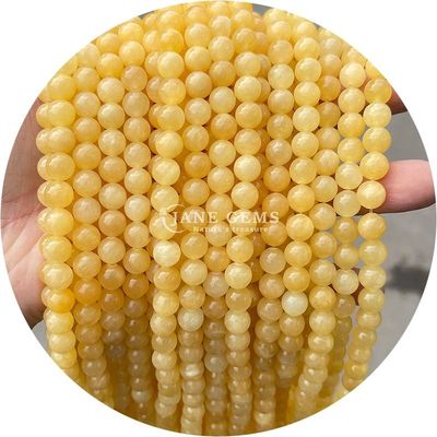 Luźne naturalne kryształowe korale jadeowe Lemon Jade Round Luźne korale dla urodzinowych prezentów