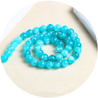 Xinjiang Chalcedony Bead Strands Round Shape Stone for Jewelry in Amazonite Color