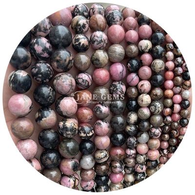 Naturalne czarne paski Rhodochrosite kamienie szlachetne Perły do biżuterii Robienie bransoletek DIY
