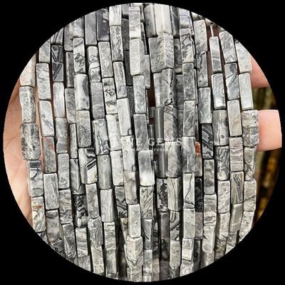 Wypolerowany wykończenie prostokąt kamienie szlachetne koralik fioletowy kalcedonyna mapa jasper 4x13mm do biżuterii DIY