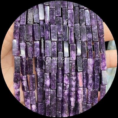 Wypolerowany wykończenie prostokąt kamienie szlachetne koralik fioletowy kalcedonyna mapa jasper 4x13mm do biżuterii DIY