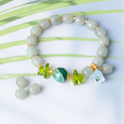 Naturalny Jade Perled Bracelet Zdrowie Piękno I Harmonia Jane Gems For Gift DIY Ręcznie robione biżuteria