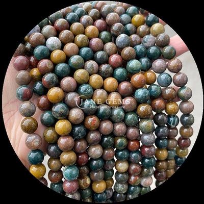 Naturalny kamień szlachetny z okrągłym cięciem Kamień księżycowy Fluoryt Ocean Jasper Luźne struny koraliki do biżuterii DIY