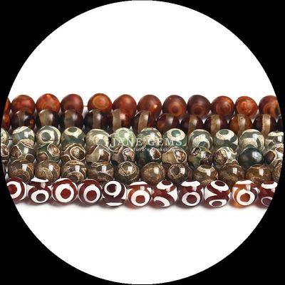 Okrągły kształt Tibatan Agate Beads Luźne struny wiązki do robienia biżuterii DIY