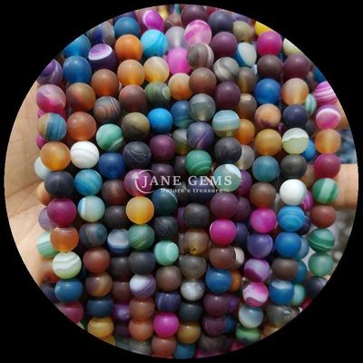 Naturalny kamień szlachetny Różne paski Agate Frosted Round Agate Loose Bead Strands Idealny dodatek do kolekcji naszyjnika