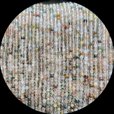 Wielokolorowe, polerowane, okrągłe, mini koraliki z kamieni szlachetnych, kwarc ogrodowy, kamień księżycowy, dla doskonałego rzemiosła i designu