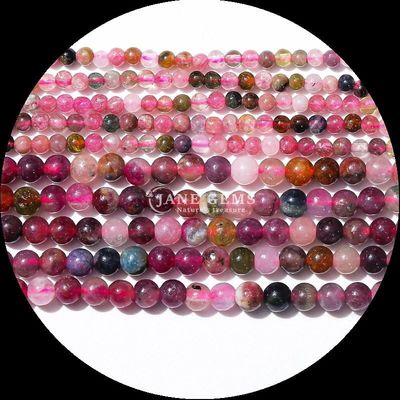 Gems Bead 4mm Wielokolorowy Różnorodny Naturalny Kryształowy Kamień Mini Okrągły Tourmaline Luźne koraliki Struny dla wymagań klienta